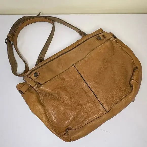 Patricia Nash Leather Studded Messenger Shoulder Bag Camel - Picture 2 of 16